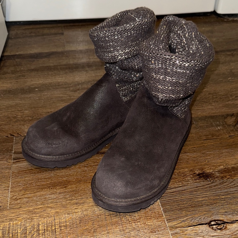 UGG Australia CAMBRIDGE METALLIC Grey Sparkle Knit Size 8 Boots